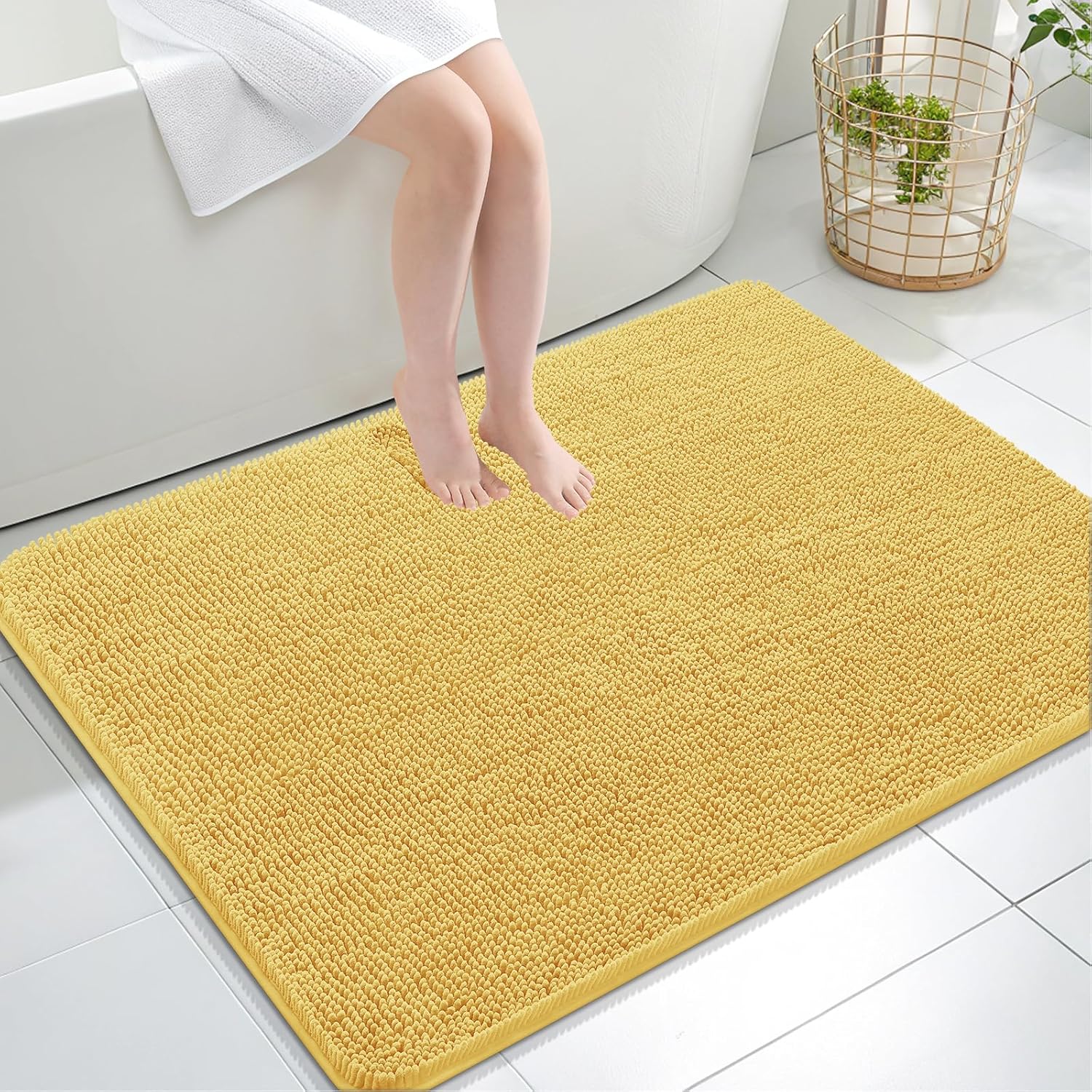 OLANLY Bathroom Rugs 30x20, Extra Soft Absorbent Chenille Bath Rugs, Rubber Backing Quick Dry, Machine Washable Bath Mats for Bathroom Floor, Tub and Shower, Home Decor Accessories, Grey