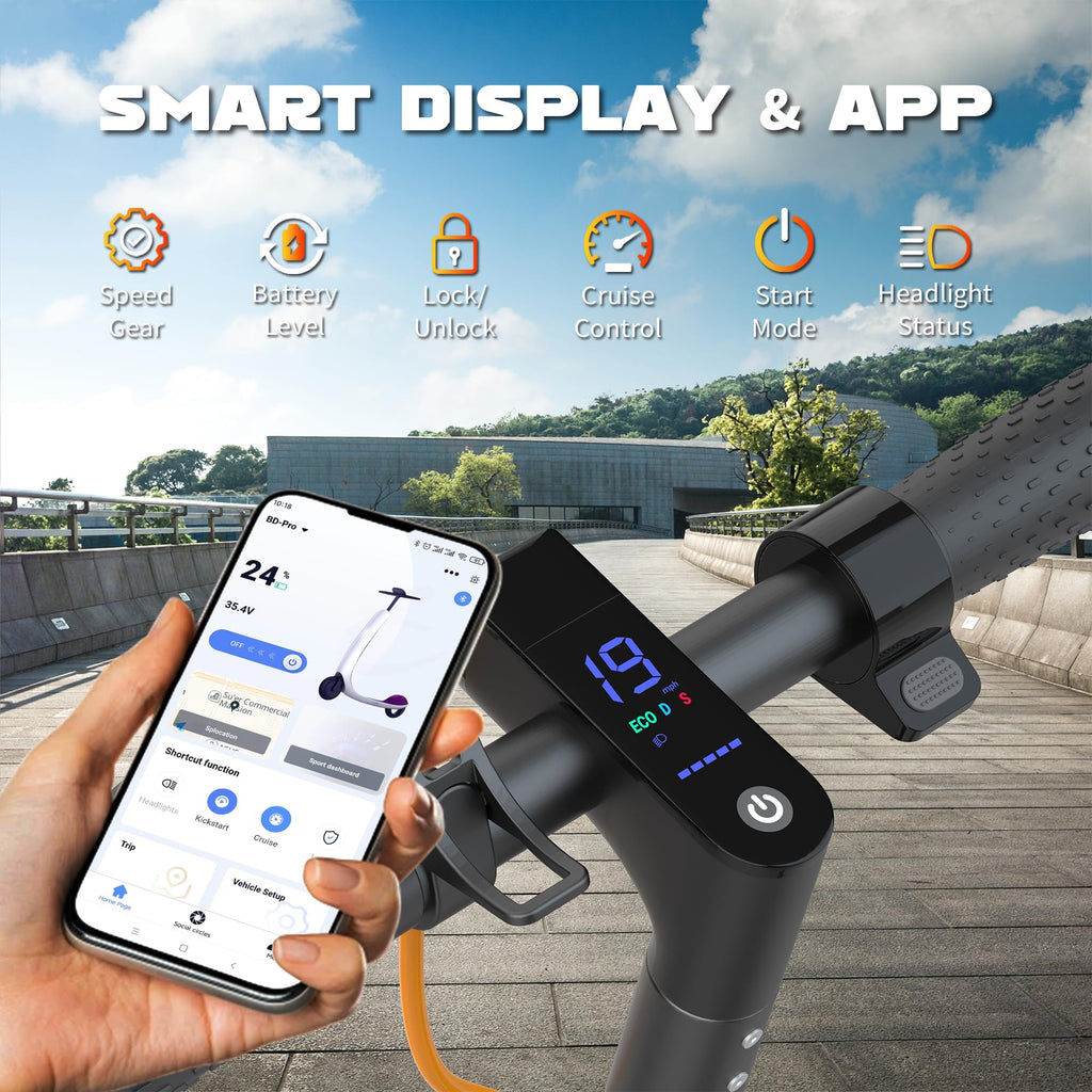 VOLPAM Electric Scooter, 350W/500W Powerful Motor, 8.5"/10" Solid Tires, 19/22Mph, 28/23/21/16 Miles Max Range, Dual Braking