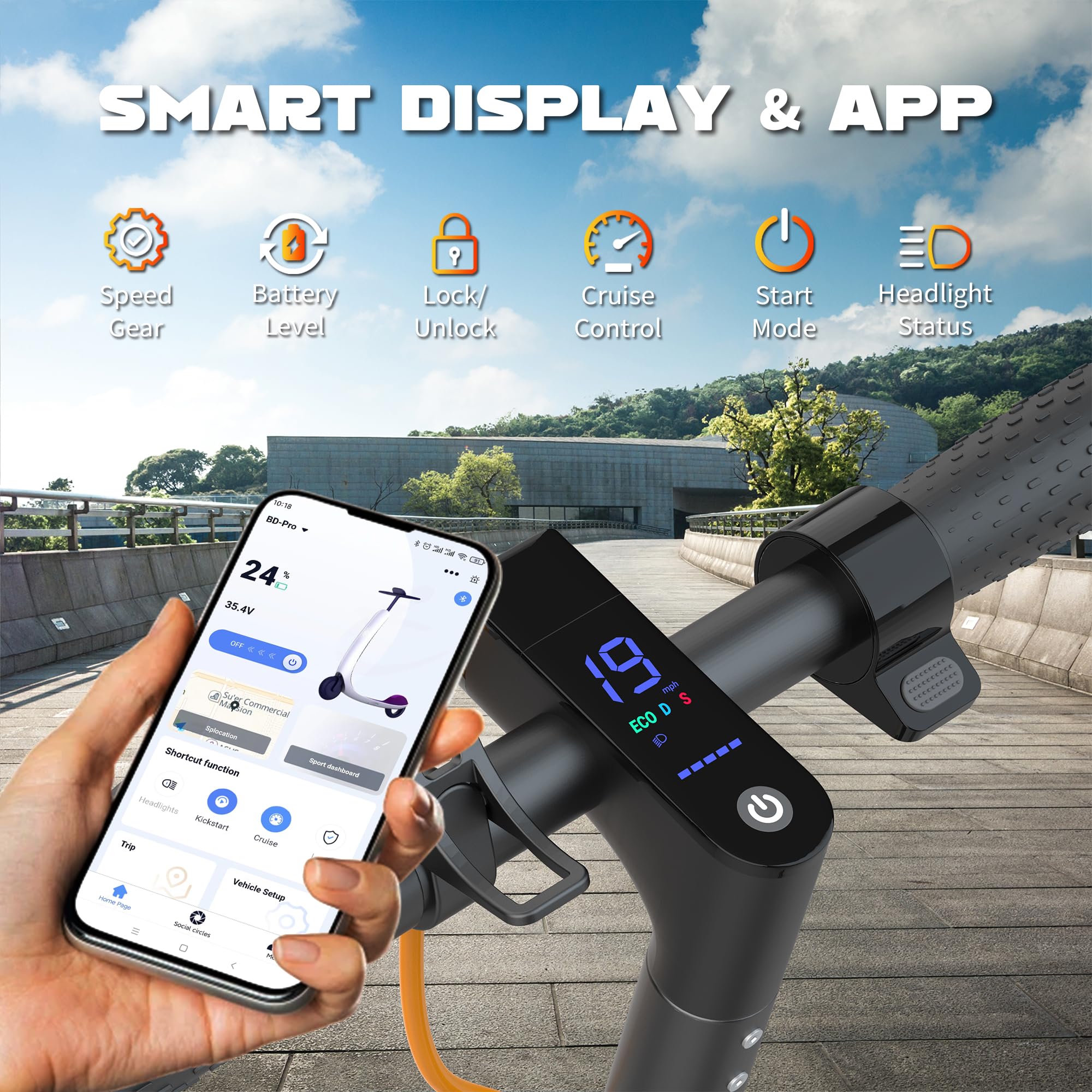 VOLPAM Electric Scooter, 350W/500W Powerful Motor, 8.5"/10" Solid Tires, 19/22Mph, 28/23/21/16 Miles Max Range, Dual Braking