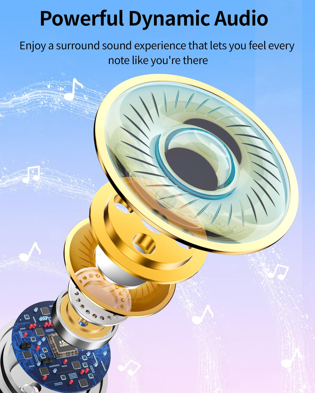 PocBuds Bluetooth Headphones Wireless Earbuds 80hrs Playtime Wireless Charging Case Digital Display Sports Ear Buds with Earhook Deep Bass IPX7 Waterproof Over-Ear Earphones for TV Phone Laptop Black