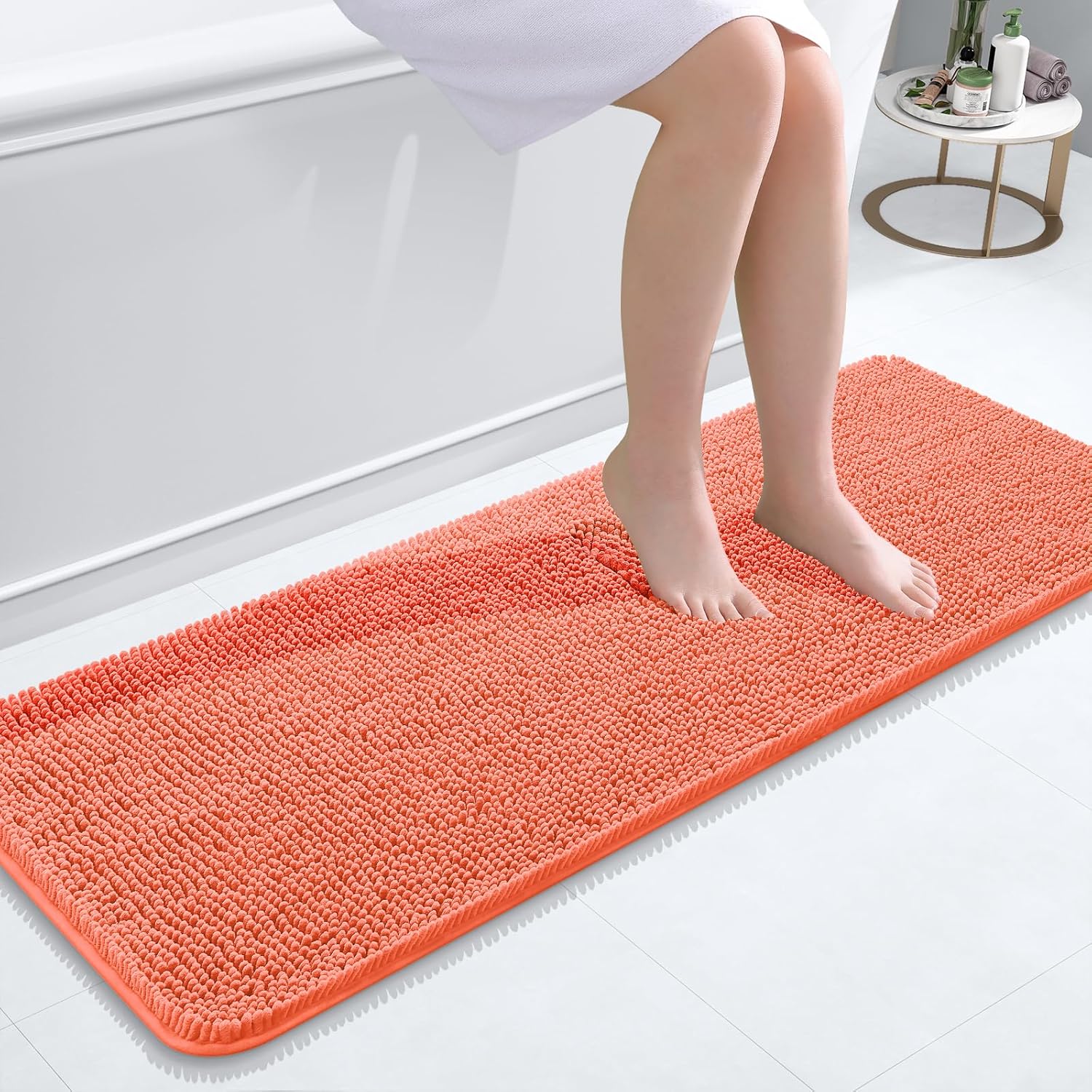 OLANLY Bathroom Rugs 30x20, Extra Soft Absorbent Chenille Bath Rugs, Rubber Backing Quick Dry, Machine Washable Bath Mats for Bathroom Floor, Tub and Shower, Home Decor Accessories, Grey