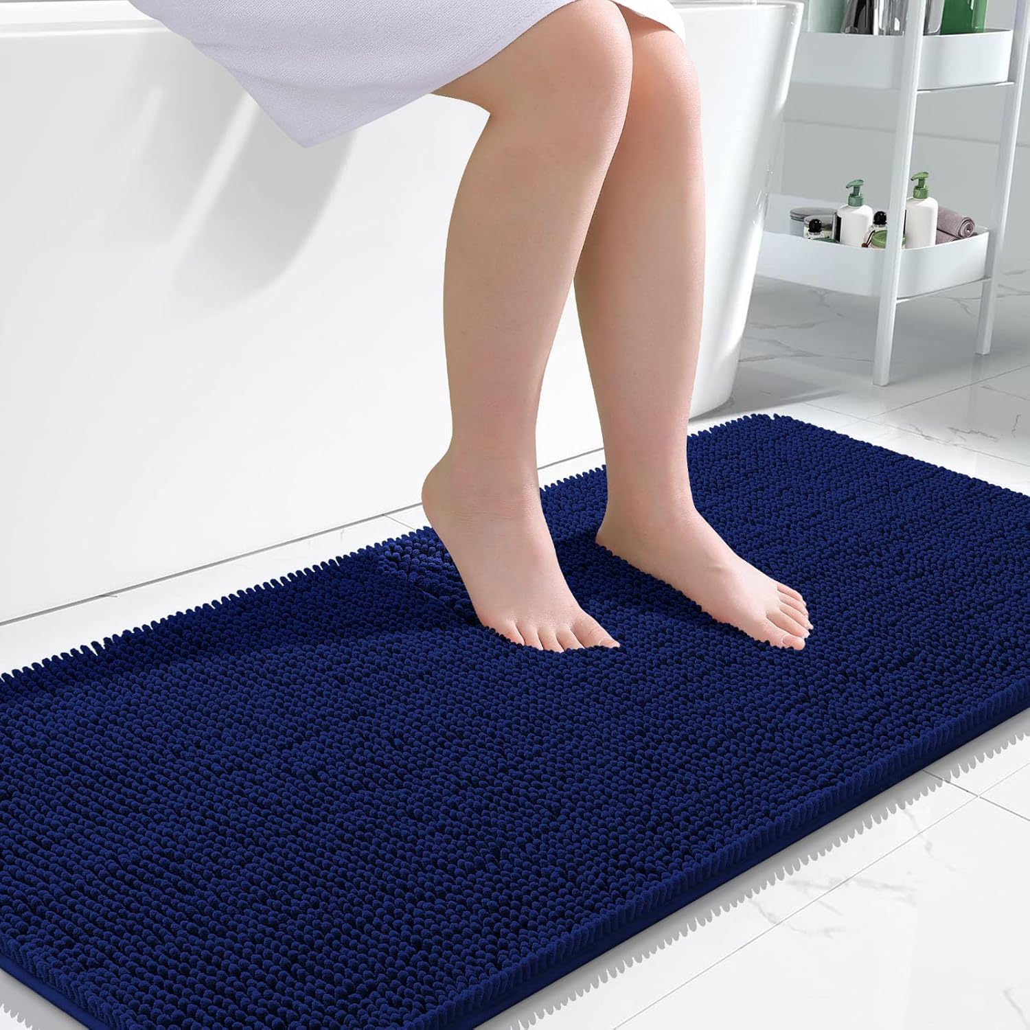 OLANLY Bathroom Rugs 30x20, Extra Soft Absorbent Chenille Bath Rugs, Rubber Backing Quick Dry, Machine Washable Bath Mats for Bathroom Floor, Tub and Shower, Home Decor Accessories, Grey