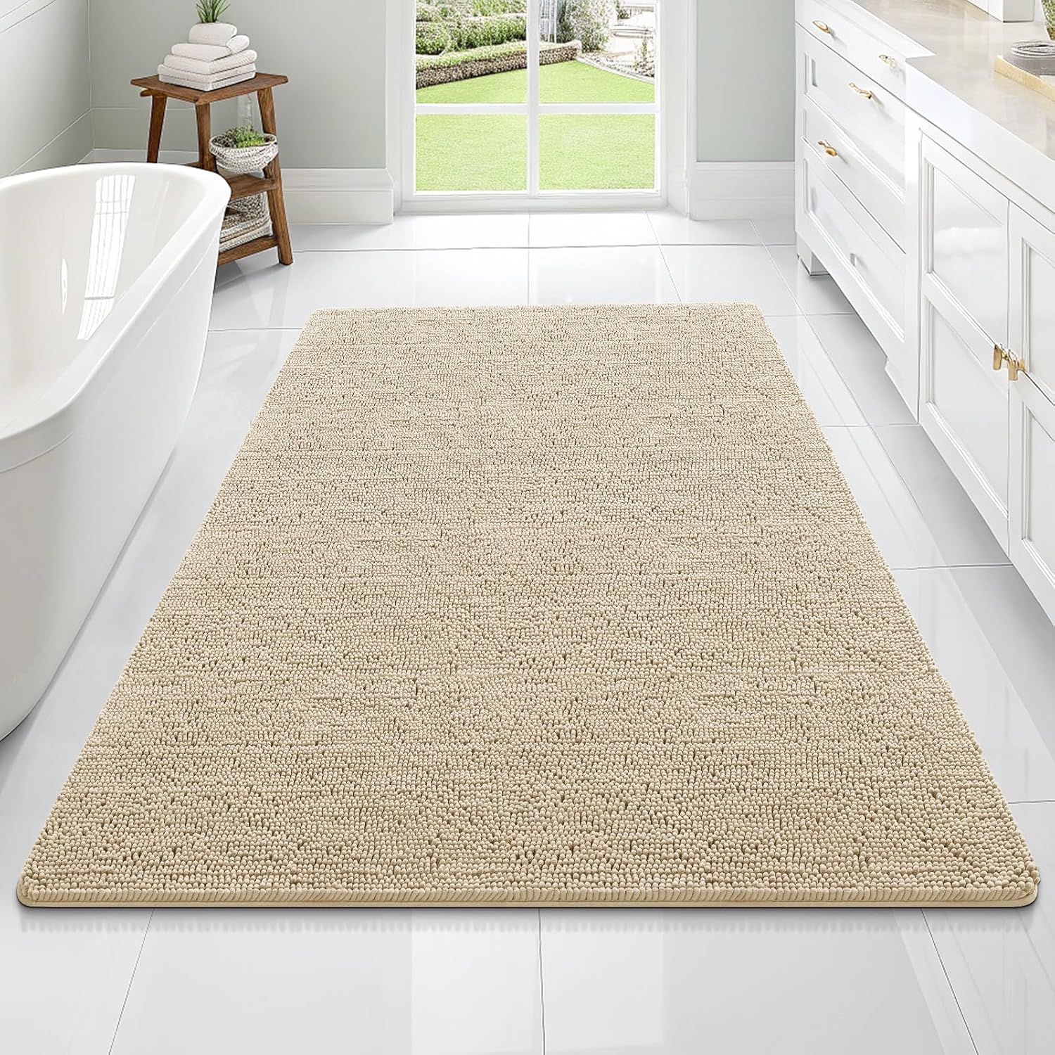 OLANLY Bathroom Rugs 30x20, Extra Soft Absorbent Chenille Bath Rugs, Rubber Backing Quick Dry, Machine Washable Bath Mats for Bathroom Floor, Tub and Shower, Home Decor Accessories, Grey