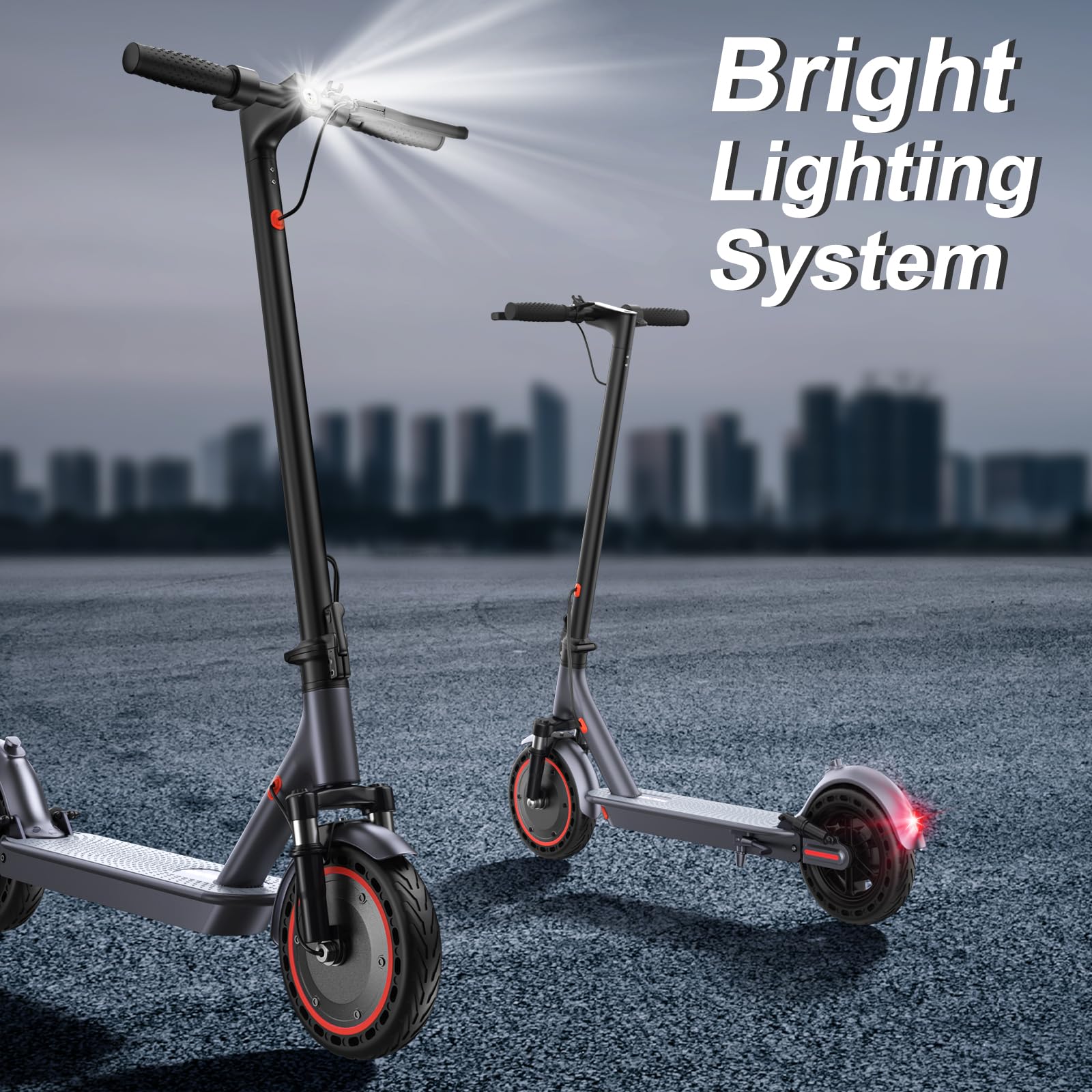 VOLPAM Electric Scooter, 350W/500W Powerful Motor, 8.5"/10" Solid Tires, 19/22Mph, 28/23/21/16 Miles Max Range, Dual Braking