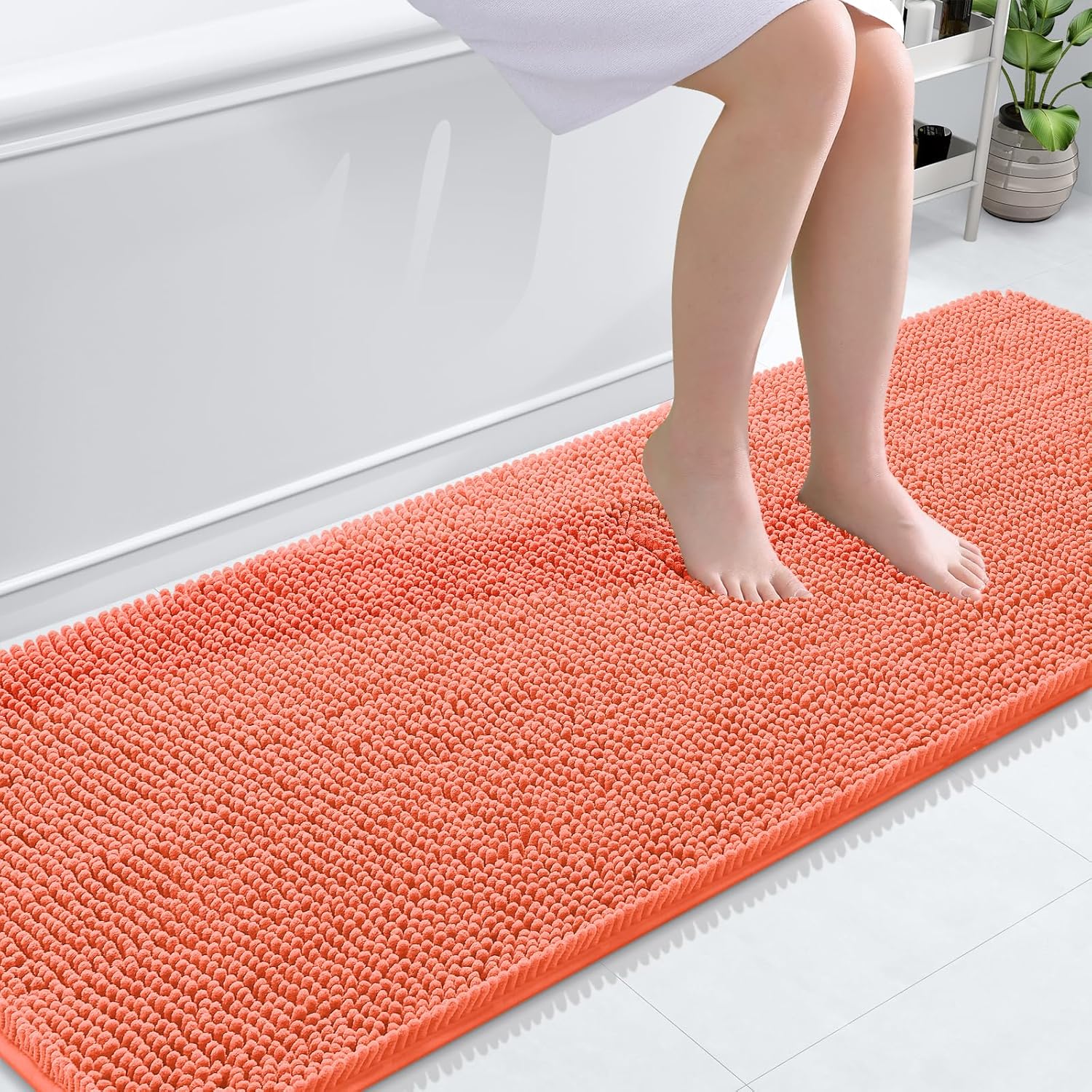 OLANLY Bathroom Rugs 30x20, Extra Soft Absorbent Chenille Bath Rugs, Rubber Backing Quick Dry, Machine Washable Bath Mats for Bathroom Floor, Tub and Shower, Home Decor Accessories, Grey