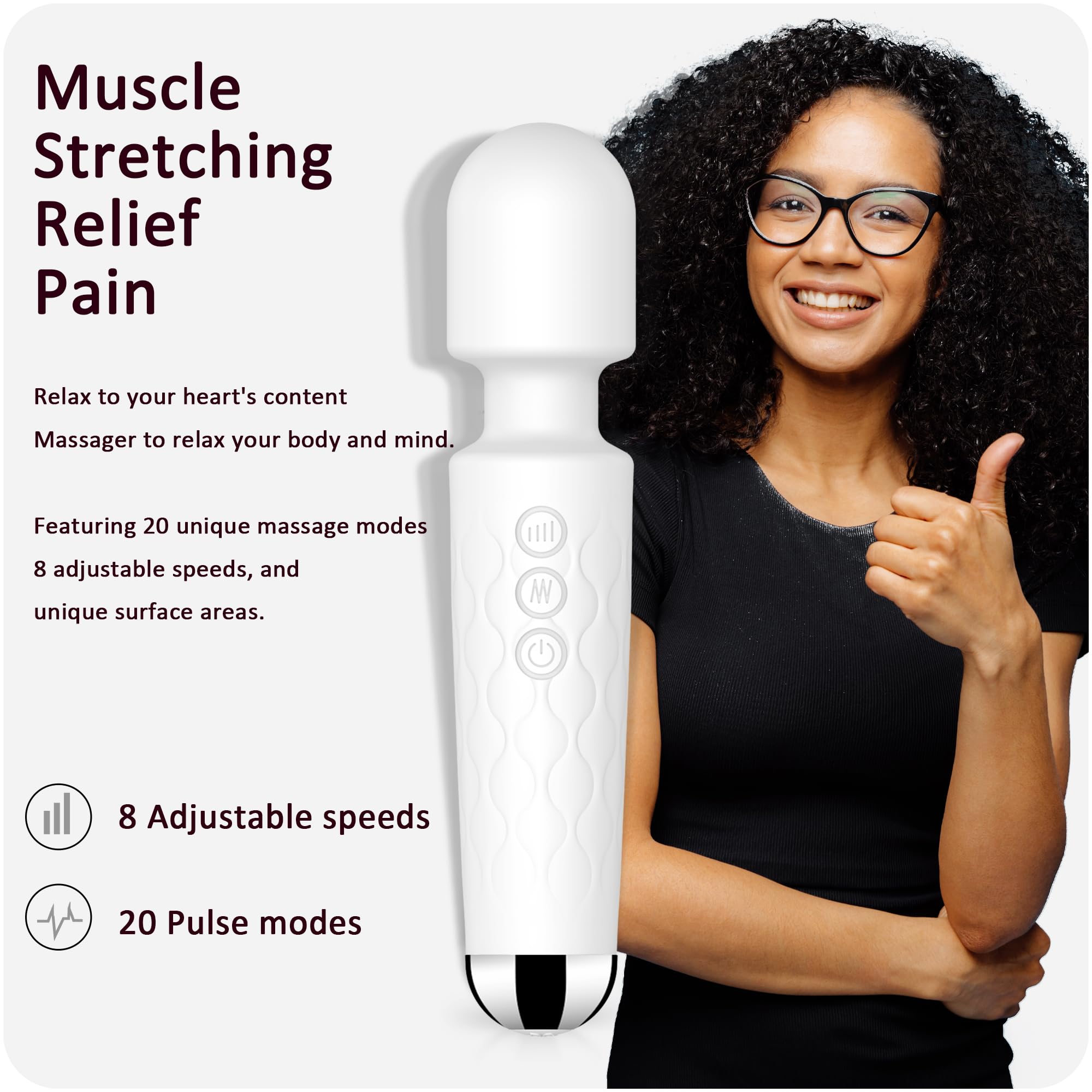 Vibrator Wand,Adult Sex Toy Wand, G Spot Dildo, Clit Vibrator, Sex Vibrators,Clitoris Stimulation,with 8 Speeds & 20 Patterns,Fully Waterproof,Vibrating Wand for her Pleasure (Rose Red)