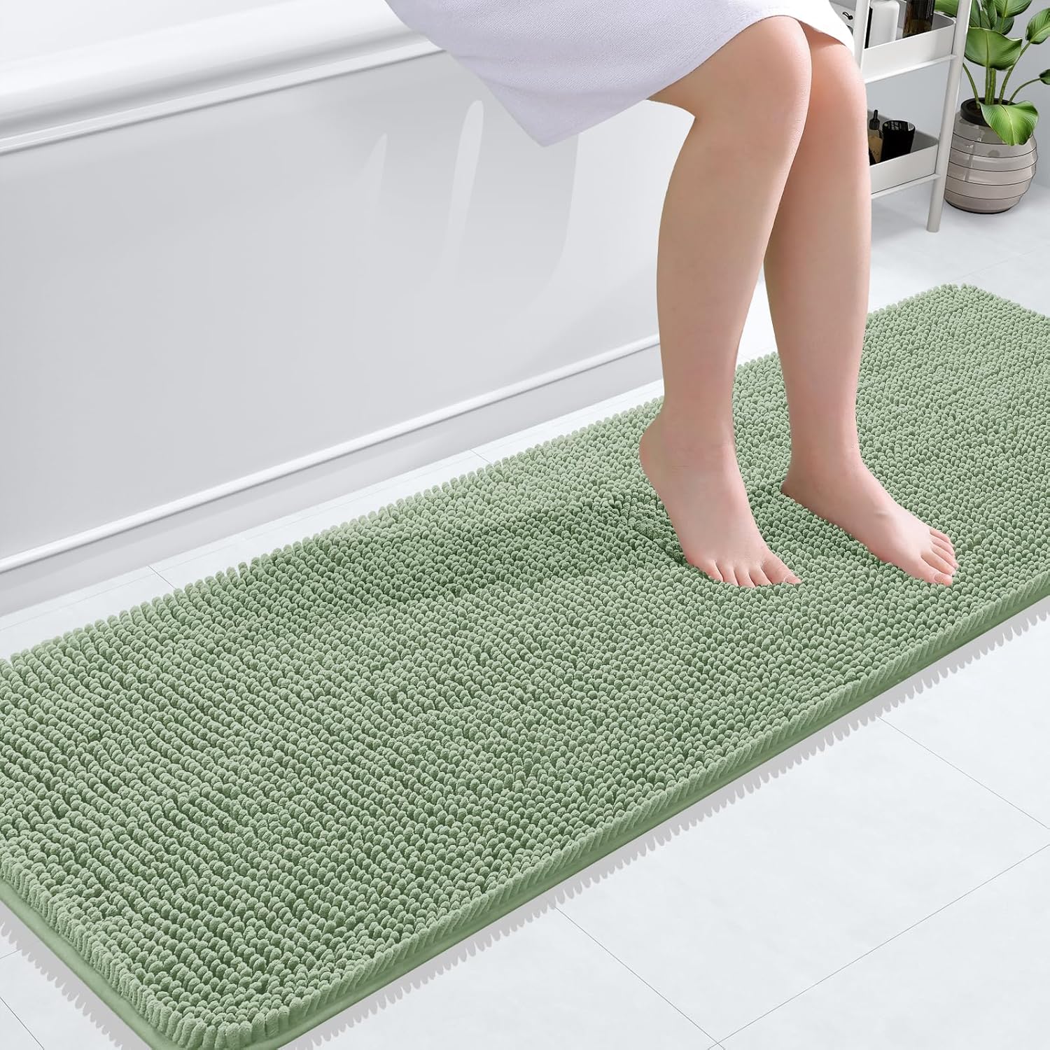 OLANLY Bathroom Rugs 30x20, Extra Soft Absorbent Chenille Bath Rugs, Rubber Backing Quick Dry, Machine Washable Bath Mats for Bathroom Floor, Tub and Shower, Home Decor Accessories, Grey