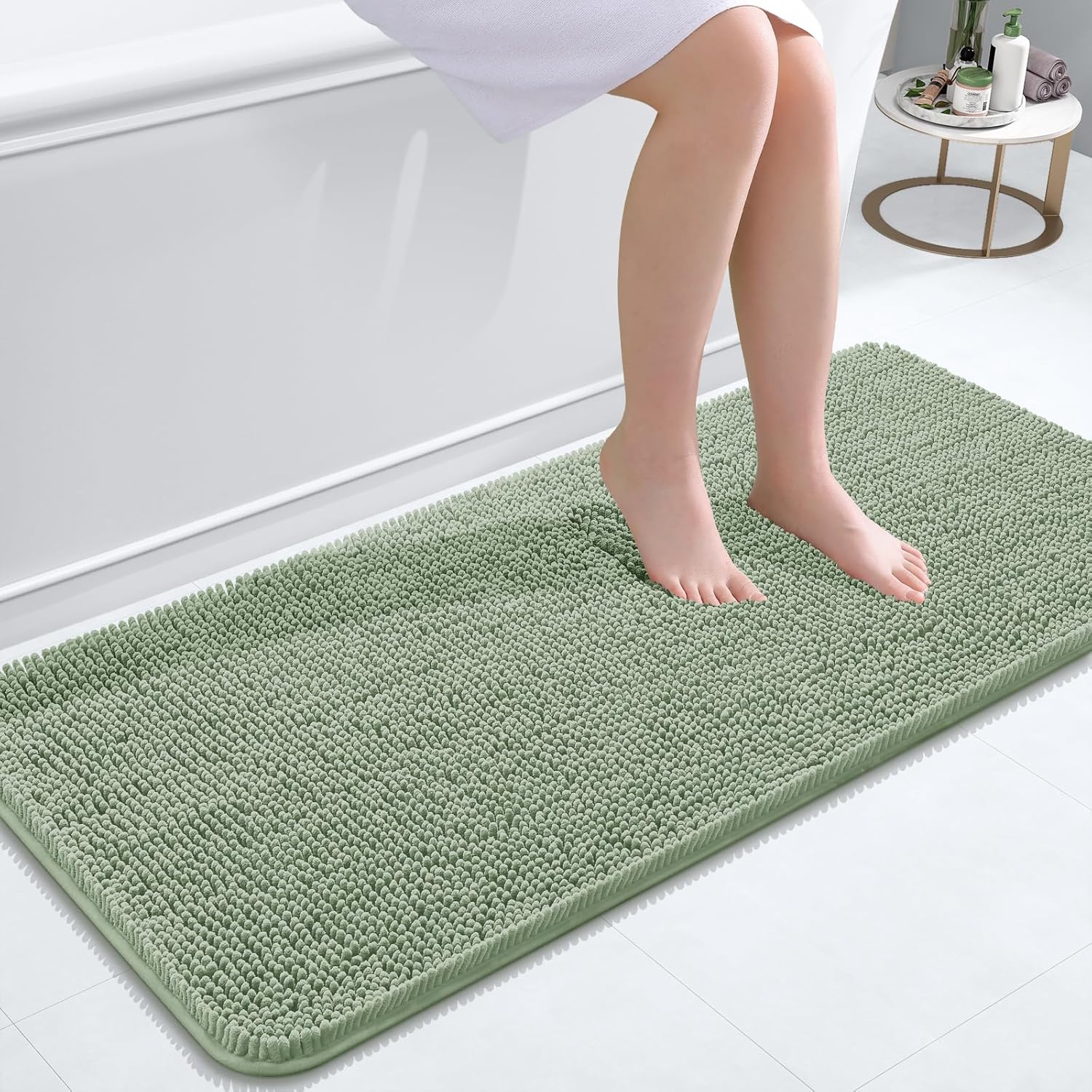 OLANLY Bathroom Rugs 30x20, Extra Soft Absorbent Chenille Bath Rugs, Rubber Backing Quick Dry, Machine Washable Bath Mats for Bathroom Floor, Tub and Shower, Home Decor Accessories, Grey