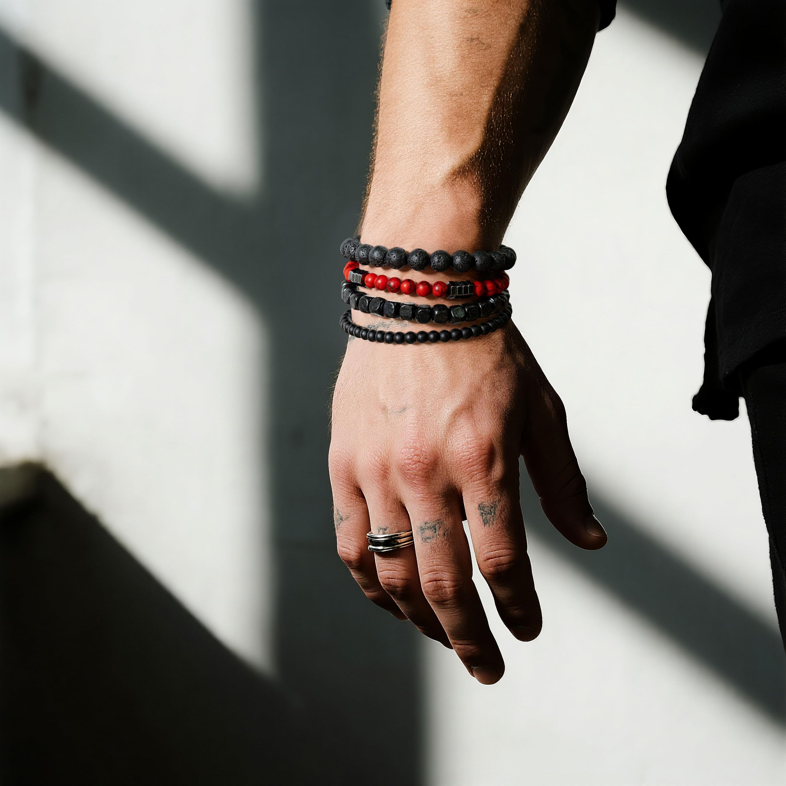Men’s Bracelet Set Multi - Tiger Eye/Matte Agate/Lava Rock Gifts for Birthday/Anniversary/Christmas