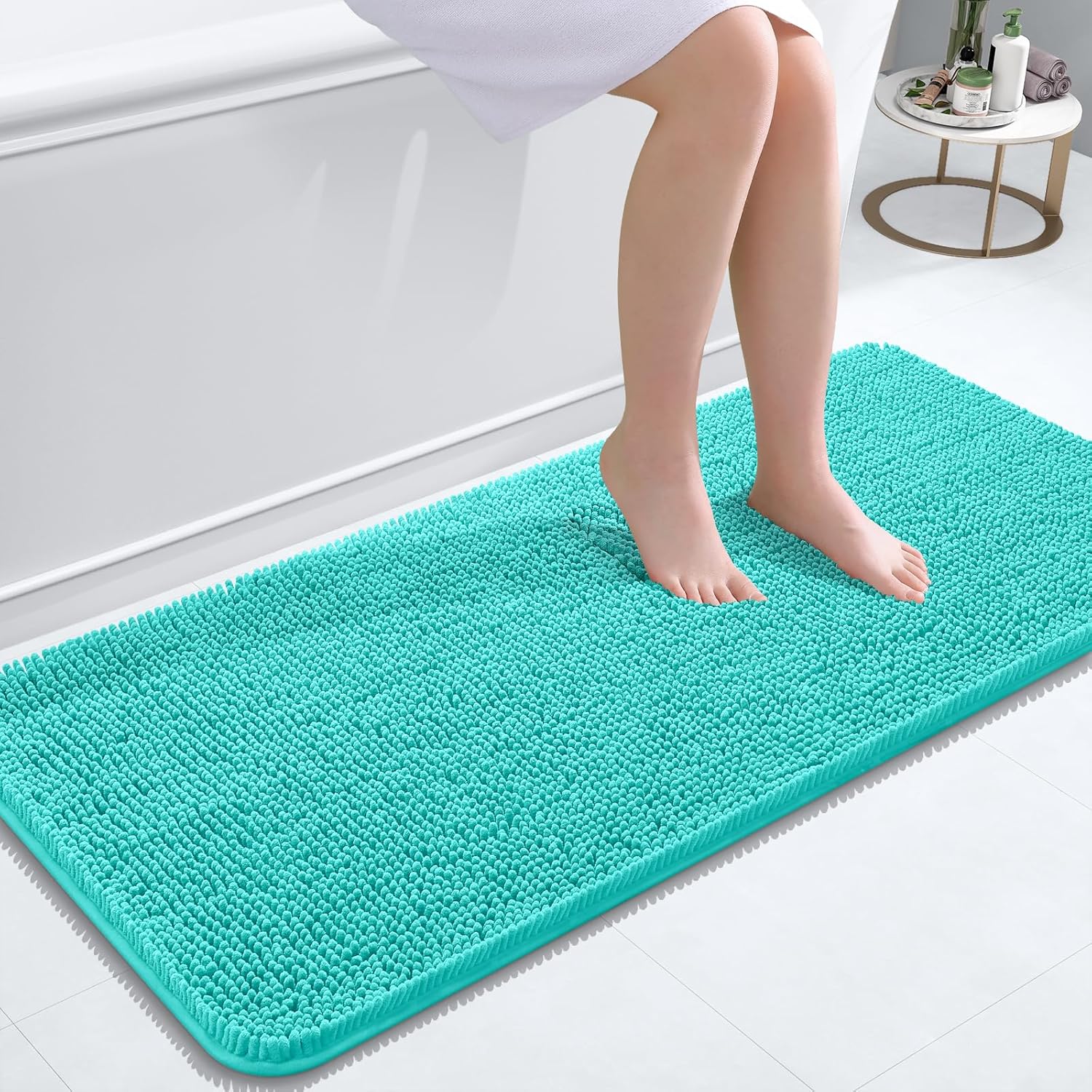 OLANLY Bathroom Rugs 30x20, Extra Soft Absorbent Chenille Bath Rugs, Rubber Backing Quick Dry, Machine Washable Bath Mats for Bathroom Floor, Tub and Shower, Home Decor Accessories, Grey