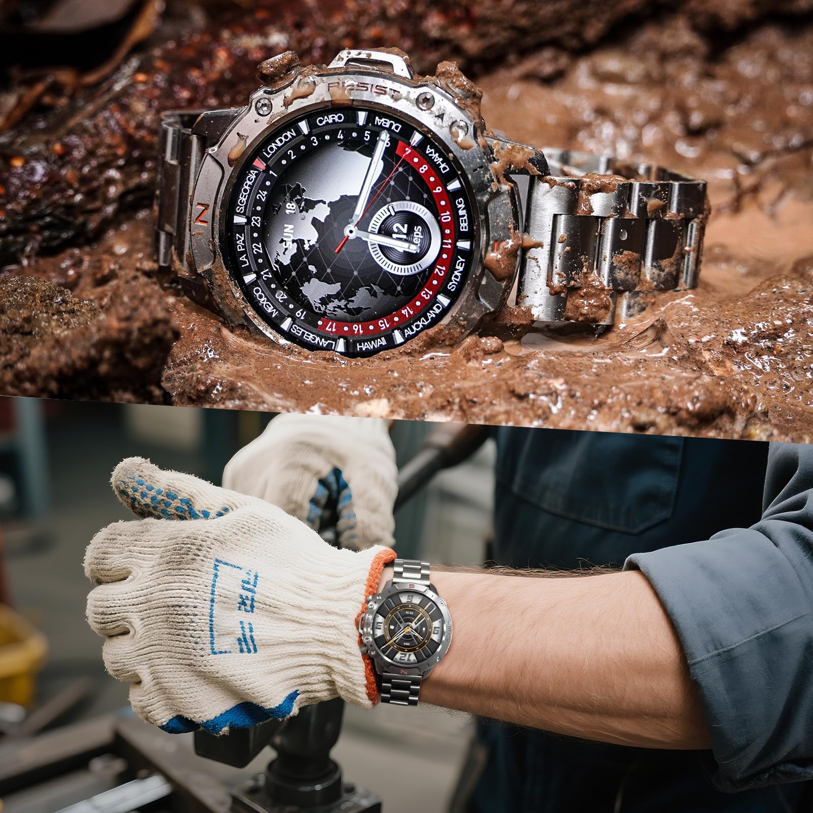 WalkerFit Smart Watch for Men, 1.43" Round AMOLED, 5ATM Waterproof, Heart Rate & Sleep Monitor,Long Battery,Outdoor Fitness Activity Tracker,Voice Control&Bluetooth Call,Compatible with iPhone Android