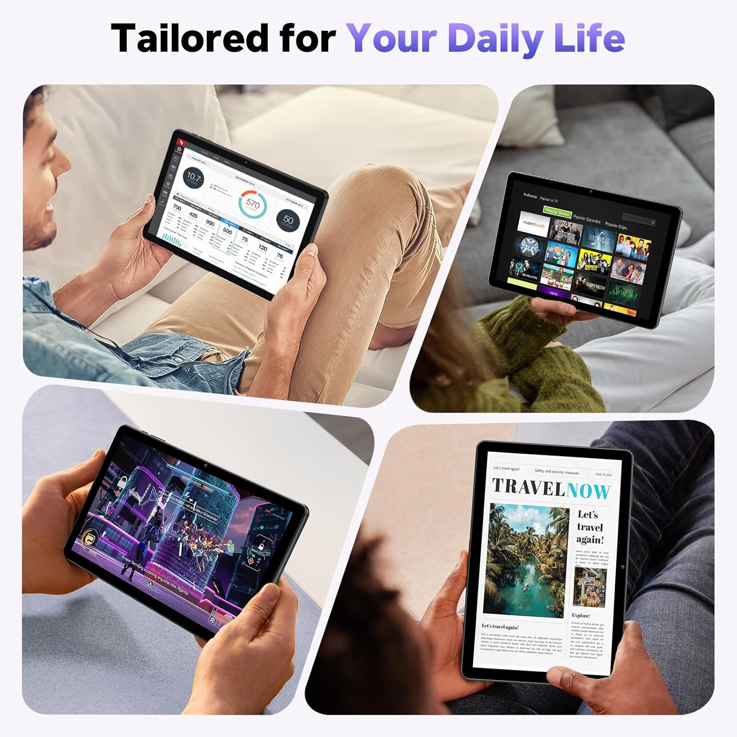 Tablet Android, Android 15 Tablet 10 Inch Tablets, Octa-Core, 18GB RAM 128GB ROM 1TB Expand, 1280x800 IPS HD Display, GPS, Widevine L1, 5G+2.4G WiFi, 5MP+8MP Dual Camera, Bluetooth5.4, 6000mAh, Black