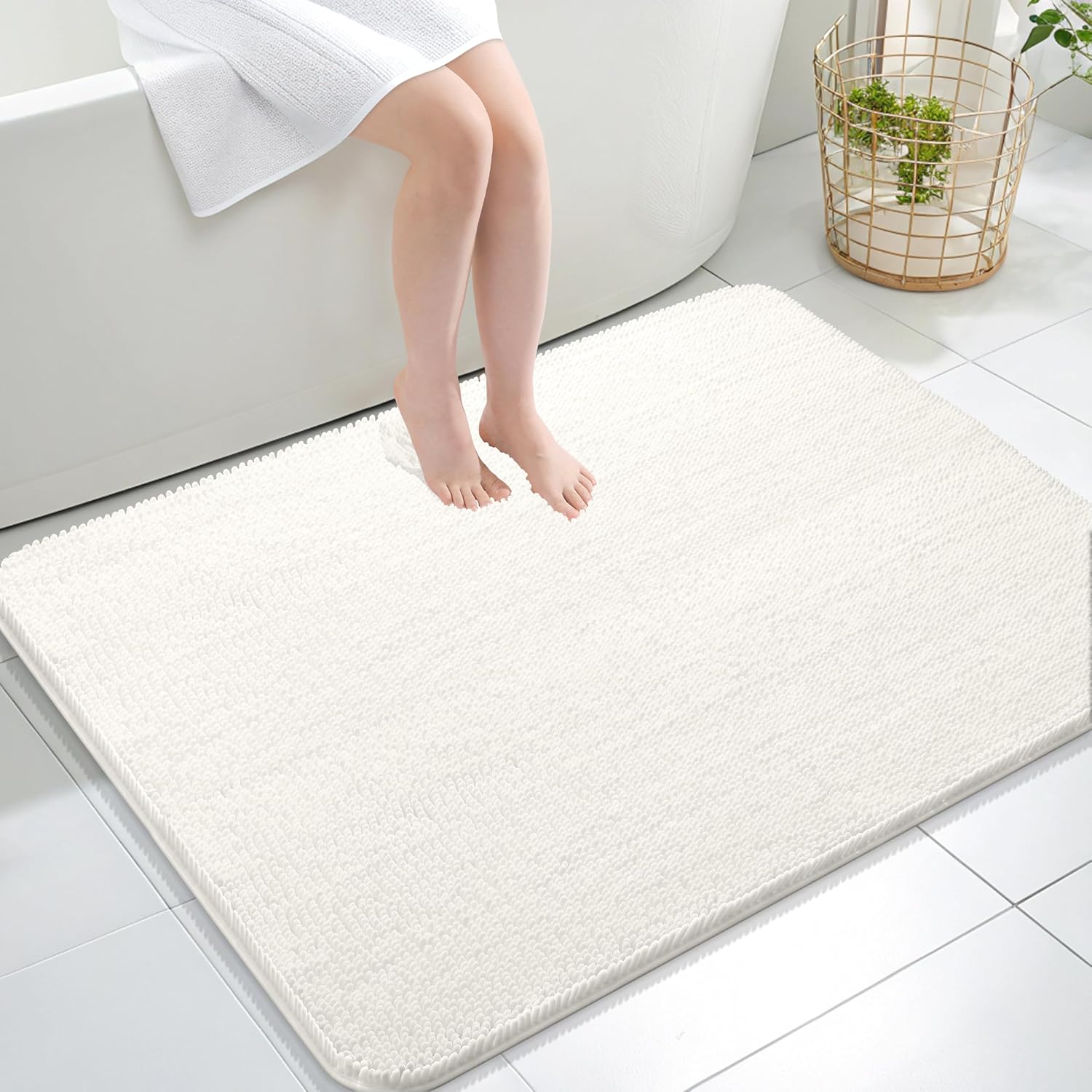 OLANLY Bathroom Rugs 30x20, Extra Soft Absorbent Chenille Bath Rugs, Rubber Backing Quick Dry, Machine Washable Bath Mats for Bathroom Floor, Tub and Shower, Home Decor Accessories, Grey