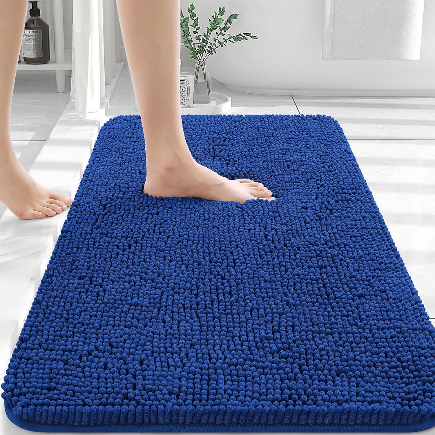 OLANLY Bathroom Rugs 30x20, Extra Soft Absorbent Chenille Bath Rugs, Rubber Backing Quick Dry, Machine Washable Bath Mats for Bathroom Floor, Tub and Shower, Home Decor Accessories, Grey