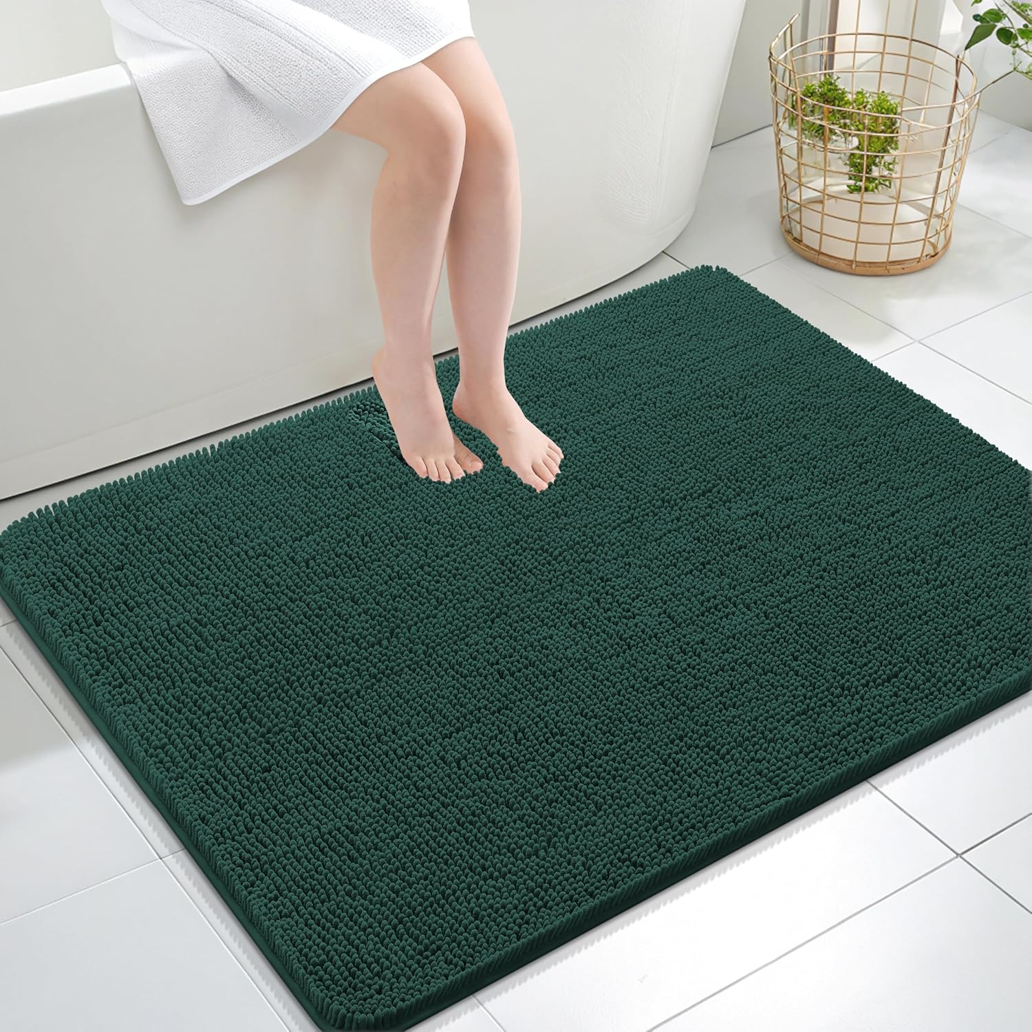 OLANLY Bathroom Rugs 30x20, Extra Soft Absorbent Chenille Bath Rugs, Rubber Backing Quick Dry, Machine Washable Bath Mats for Bathroom Floor, Tub and Shower, Home Decor Accessories, Grey