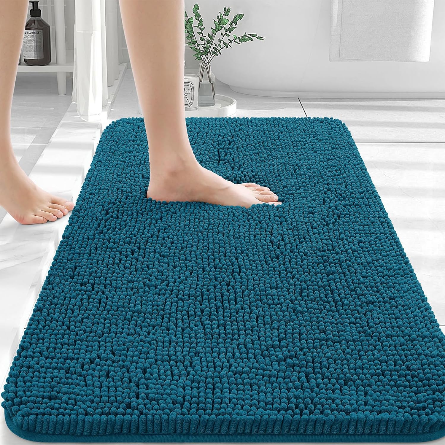 OLANLY Bathroom Rugs 30x20, Extra Soft Absorbent Chenille Bath Rugs, Rubber Backing Quick Dry, Machine Washable Bath Mats for Bathroom Floor, Tub and Shower, Home Decor Accessories, Grey