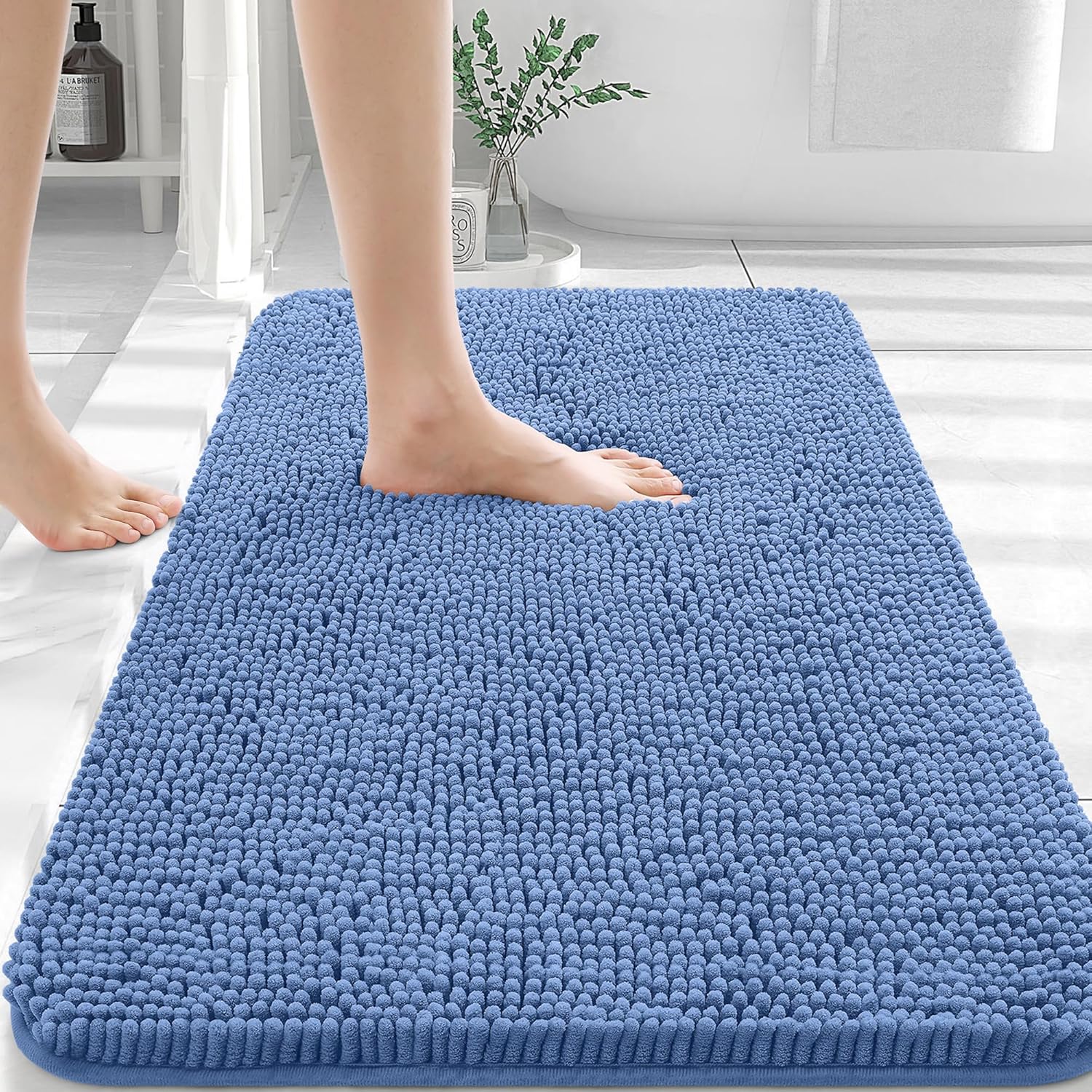 OLANLY Bathroom Rugs 30x20, Extra Soft Absorbent Chenille Bath Rugs, Rubber Backing Quick Dry, Machine Washable Bath Mats for Bathroom Floor, Tub and Shower, Home Decor Accessories, Grey