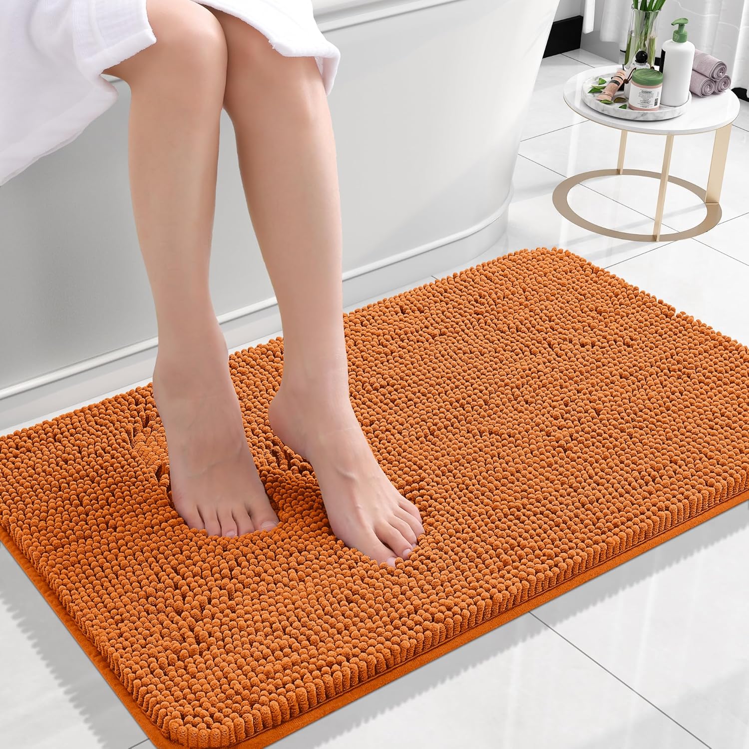 OLANLY Bathroom Rugs 30x20, Extra Soft Absorbent Chenille Bath Rugs, Rubber Backing Quick Dry, Machine Washable Bath Mats for Bathroom Floor, Tub and Shower, Home Decor Accessories, Grey