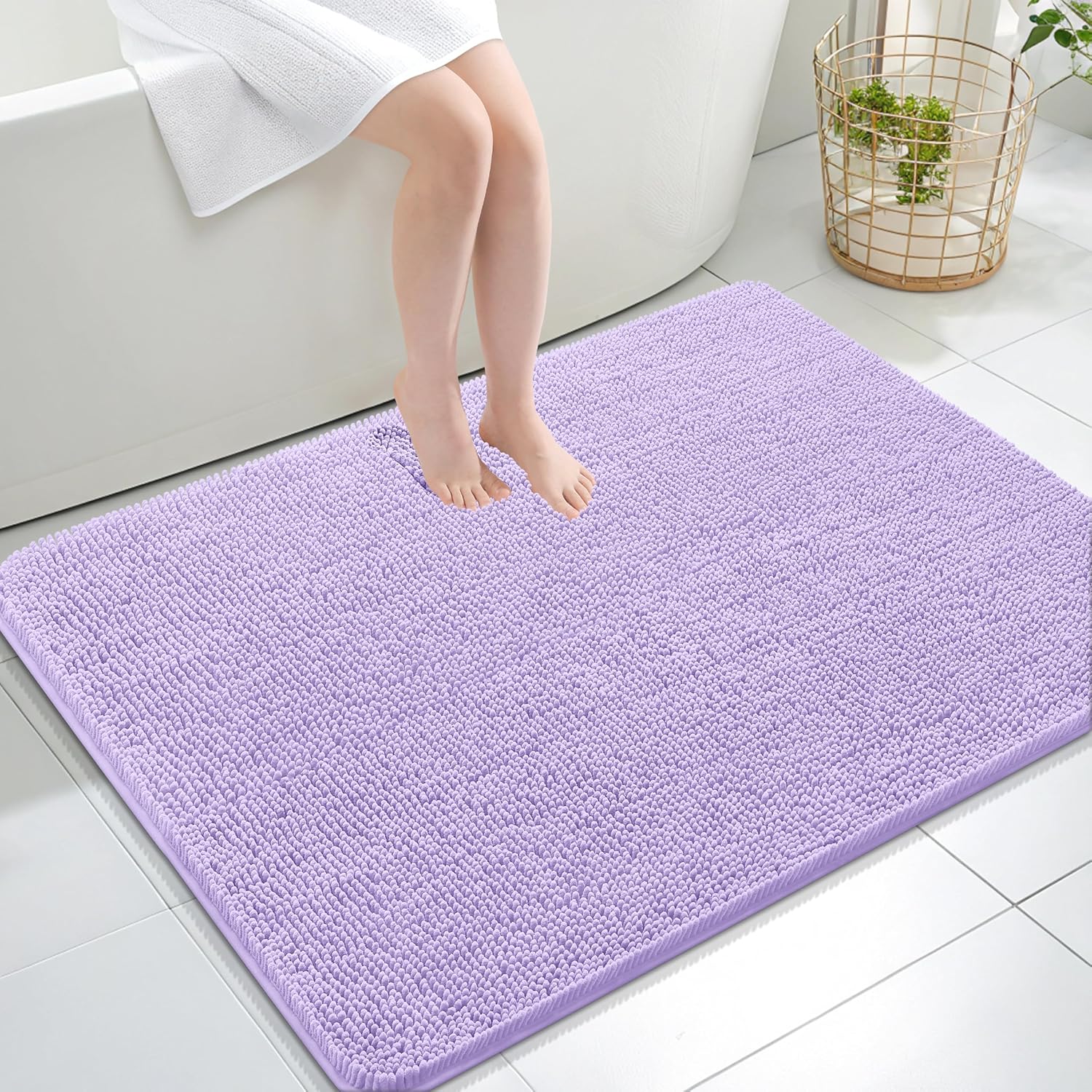 OLANLY Bathroom Rugs 30x20, Extra Soft Absorbent Chenille Bath Rugs, Rubber Backing Quick Dry, Machine Washable Bath Mats for Bathroom Floor, Tub and Shower, Home Decor Accessories, Grey