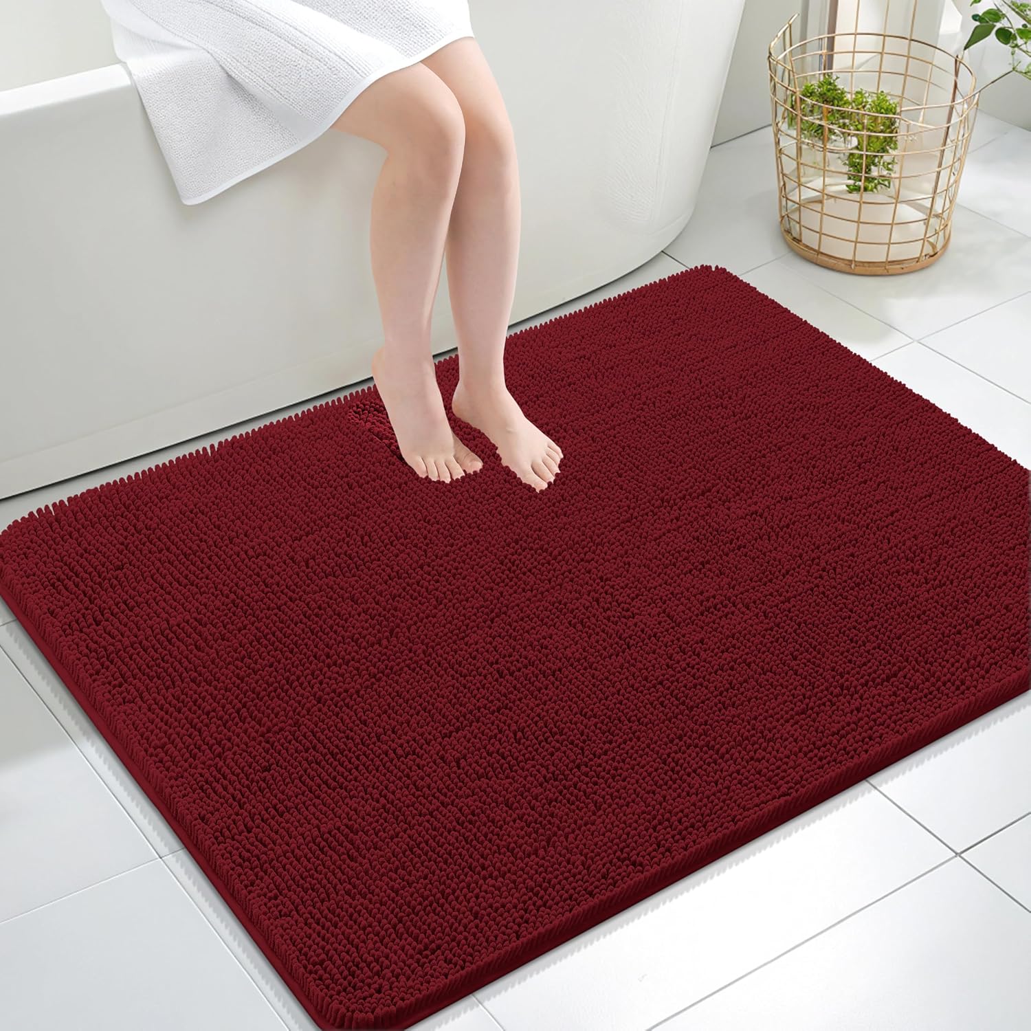 OLANLY Bathroom Rugs 30x20, Extra Soft Absorbent Chenille Bath Rugs, Rubber Backing Quick Dry, Machine Washable Bath Mats for Bathroom Floor, Tub and Shower, Home Decor Accessories, Grey